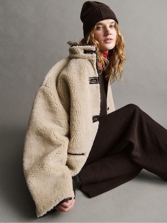 GAP Jackets & Blazers - NWT Gap Cream Sherpa & Faux Brown Leather Oversized Jacket Coat Size XS Vegan